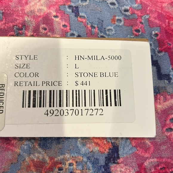 NWT HEMANT & NANDITA mila one shoulder ruffle dress in stone blue size large - Picture 10 of 16